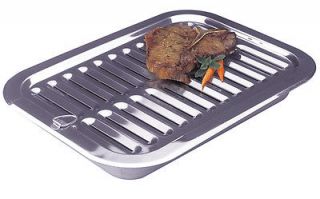   Stainless Steel Corrugated Broiler Pan Steak/Chops/Roast NEW