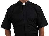   FRIAR TUCK PRIEST CLERGY SHIRT  BLACK 2​0NECK,34/35L​ONG SLEEVES