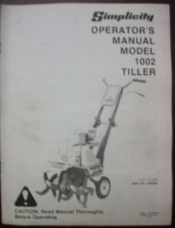 simplicity operator s manual model 1002 tiller 1690322 time left