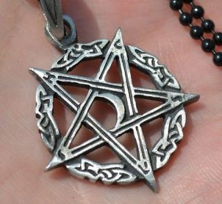  wicca pagan occult satanic satan pentacle pewter pendant necklace new