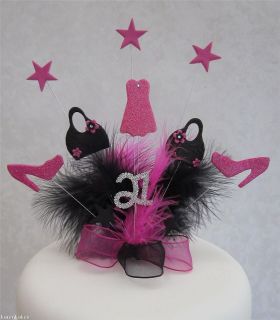 Black  White Maxi Dress on Handbag Shoe Dress Birthday Cake Topper Hot Pink Black 13th 18th 21st