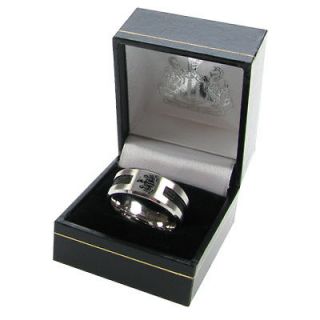 Newcastle United F.C. Black Inlay Ring in 3 Sizes Official Merchandise