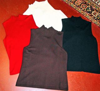 Alison Sheri Sleeveless SweaterTop High Neck 4 colors Black/Brown/Red 