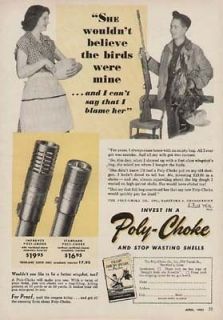 1953 poly choke shotgun birds man woman vintage ad time