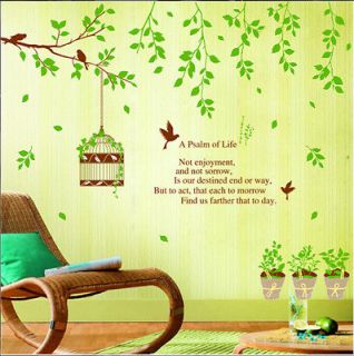 Newly listed A New Bird Potted Plants Birdcage Vine Wall Sticker Decor 
