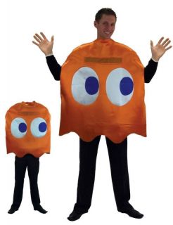   Namco Arcade Ghost CLYDE Orange Fancy Dress PacMan 2 Way Costume Adult