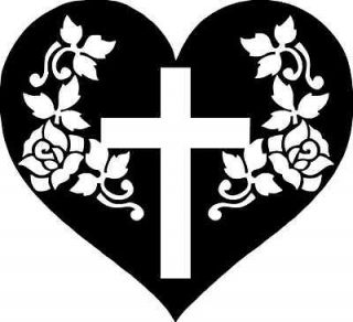 Religious Decal Heart and Cross Sticker Religion For RV Laptop Car 