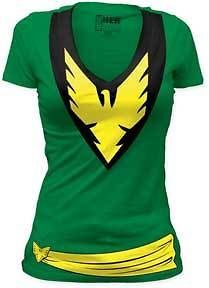 PHOENIX Green V neck Costume JR Babydoll tee t Shirt NEW Marvel X MEN 