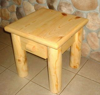 nightstand log furniture pine decor lodge rustic 24 time left