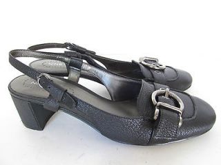 Nine West Piero Black Leather Womens 7M Slingback Closed Toe Sandal 