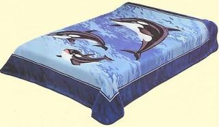 solaron king orca whales blue mink blanket 