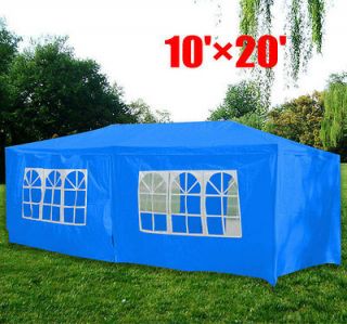 10 x 20 Party Wedding Tent Gazebo Canopy with Side Walls Blue Brand 