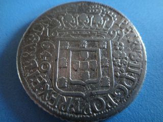BRAZIL 1699 SILVER COIN 640 REIS D.PETRUS II RARE *****