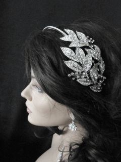 vintage style wedding headband GRECIAN diamante hair band tiara