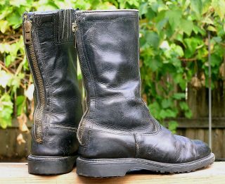 Vtg Black Leather Motorcycle Biker Boots Mens Size 8 EEE Insulated 