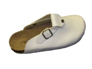 mens unisex white leather flat clog loafer shoe sandals