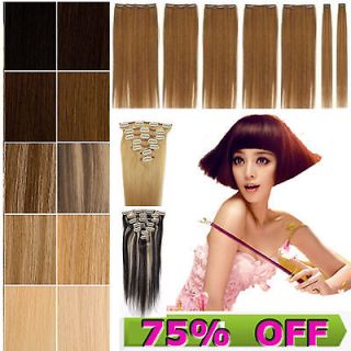   style, 7Pcs Clip In Full Head, 100% Real Human Remy Hair Extensions