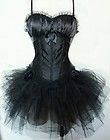 Burlesque Moulin Rouge Costume Black Swan Padded Satin Bustier Corset 