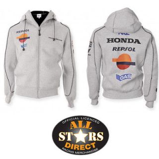 New Official Honda Repsol Moto GP Team Gas Oakland Cut Zip Hoodie Grey