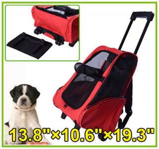 New 4in1 Pet Dog Carrier Backpack Airline Rolling Luggage Travel Bag 