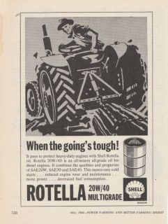 Vintage 1964 SHELL TRACTOR FUELS ROTELLA OIL PETROL Advertisement
