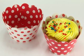   Cupcake Wrappers Wrap Liners, Minnie Mousse Red White Polka Dot