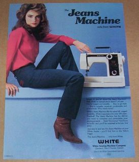 1983 White sewing machines CUTE GIRL in Jeans PRINT AD