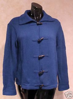 TALBOTS royal blue cardigan sweater Italian yarn Merino Wool 