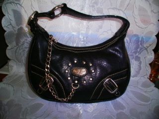 PEPE JEANS GENTLY USED DESIGNER SMALL BLACK WITH SILVER BUCKLES PURSE