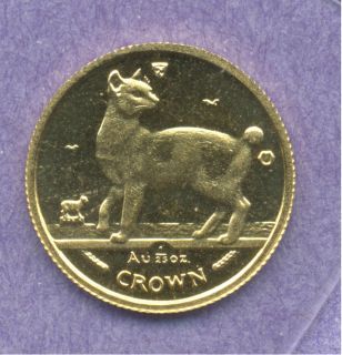 1994 Isle Of Man 1/25 Crown gold Japanese Bobtail Cat coin