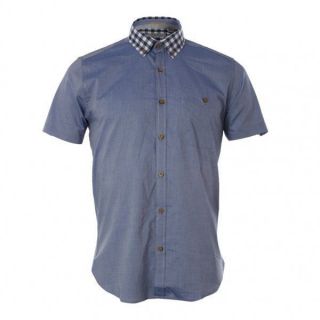 Genuine New Ted Baker Blue Chambrey Kudal Check Collar Shirt Casual