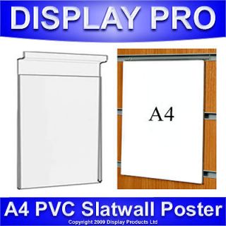 A4 PVC SLATWALL POSTER HOLDERS PLASTIC PRICE TICKET SHOP DISPLAYS FOR 