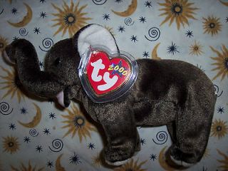 NEW TY 2000 Beanie Babies TRUMPET ELEPHANT 8 STUFFED ANIMAL Toy