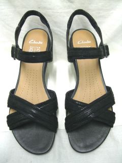 ladies clarks roof dance black leather sandals more options shoe