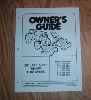 mtd 317 550 000 snow thrower owners manual parts list