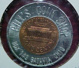 1963 D Encased Cent Penny Bill’s Coin Shop Batavia Ohio OH