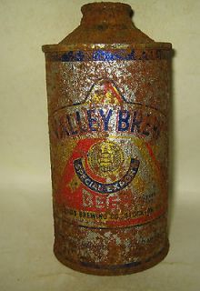 1930s VALLEY BREW LOW PROFILE CONE TOP BEER CAN Stockton, California