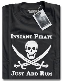 instant pirate just add rum mens black t shirt costume
