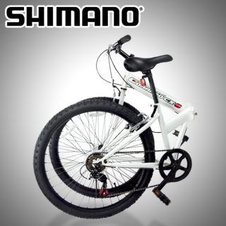   Bike Bicycle Folding Shimano Mountain Foldable 6 Speed Pearl White NEW