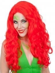   BRIGHT RED LONG WAVY COSTUME WIG LITTLE MERMAID DEVIL POISON IVY