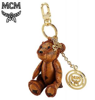 mcm cognac visetos teddy bear key ring holder new from korea south 