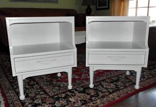 pair of white mid century vintage nighstands end tables time