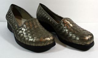 TROTTERS VIVA GOLD PEWTER WOVEN LEATHER LOAFERS CASUAL SHOES SIZE: 12 