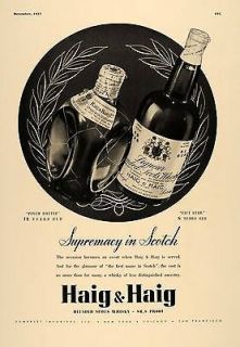 1937 Ad Haig Scots Whisky Pinch Bottle Five Star Aged   ORIGINAL 