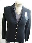 Ralph Lauren Polo Ruffle Cardigan Silk Sz M Cashmere Button Sweater 