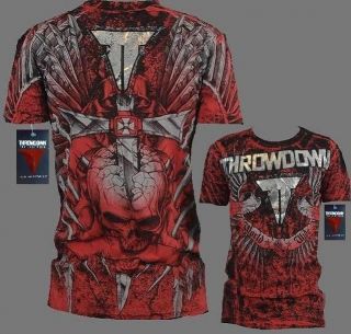 Mens Throwdown By Affliction Pruno Skull Rambo T shirt MEDIUM LARGE XL 