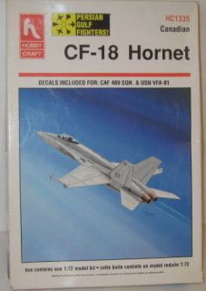 CF 18 HORNET AIRPLANE MODEL KIT 1/72 SCALE, PERSIAN GULF, HOBBY 