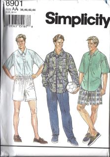 UNCUT Vintage Simplicity Sewing Pattern Mens Pull on Pants Shorts 