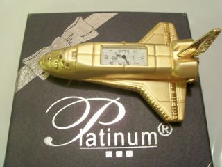 New Platinum 24k Gold Plated Quartz Watch/Clock NASA Space Shuttle