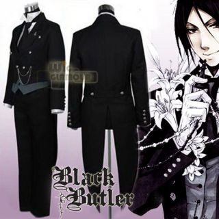 anime cosplay black butler sebastian michaelis costume set from china 
